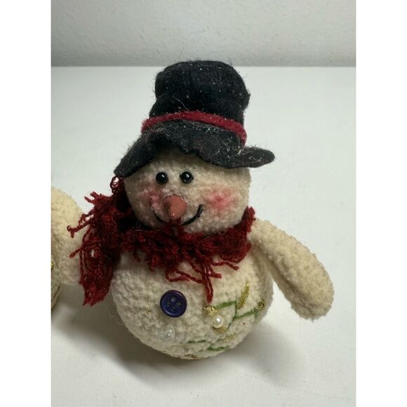 Set of 2 Vintage Dan Dee Snowmans Ornament 4"Plush Decorative Holiday Christmas - Picture 2 of 8